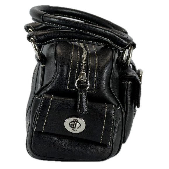 Coach Soho Leather Mini Boston Black Bag 8A10 Bowling Tote Satchel Handbag Y2K - Picture 7 of 16